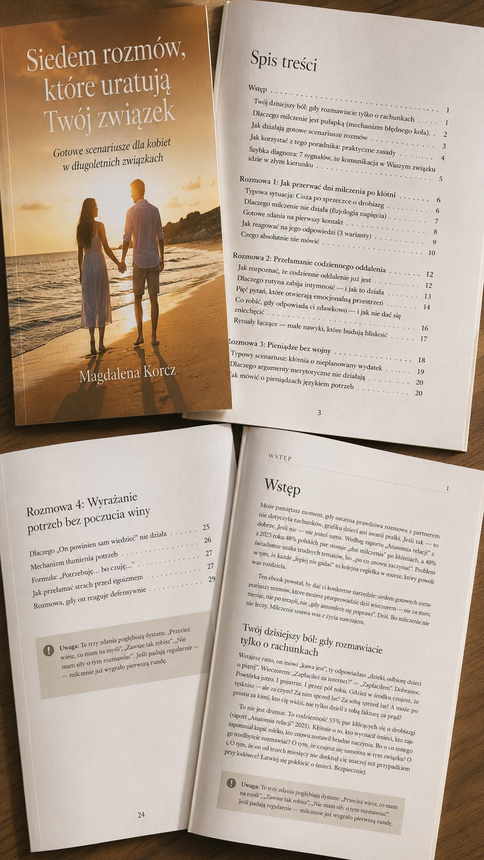 Karty stron ebooka – spis treści, rozmowa 2, gotowe zdania, checklista